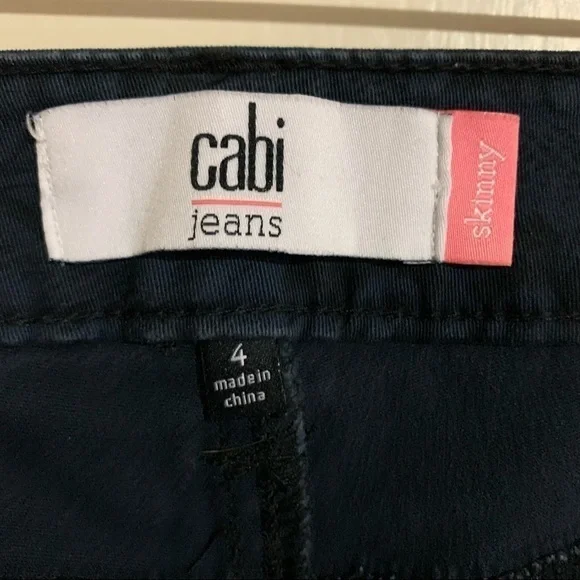 CAbi #3195 Skinny Floral Lace Paisley Blue Denim Jeans size 4 - Picture 7 of 9